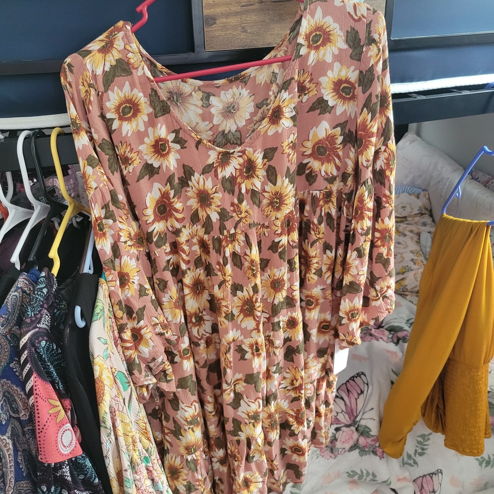 Maurices Pink Sunflower Print Dress